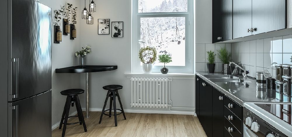 Modna biało - czarna kuchnia